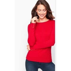 NWT Talbots Womens Cable Knit Sweater Sz 2X Red Pullover‎ Christmas Holiday Prep